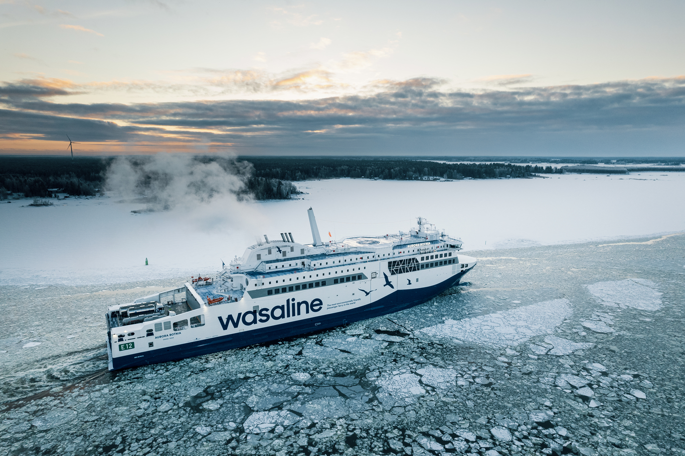 Ferry "Aurora Botnia" passing through ice on its trip between Vaasa (Finland) and Umeå (Sweden)