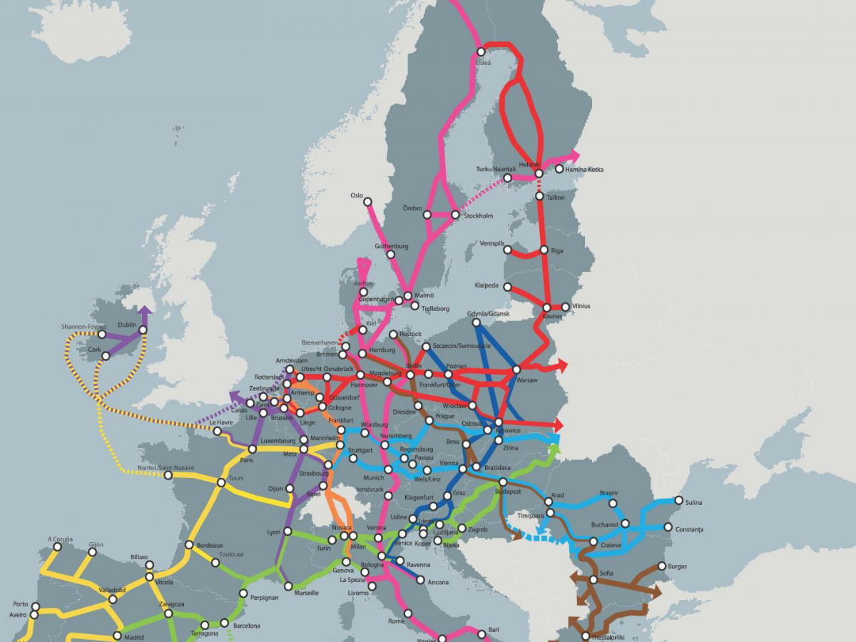 Updated map of the European Transport Corridors