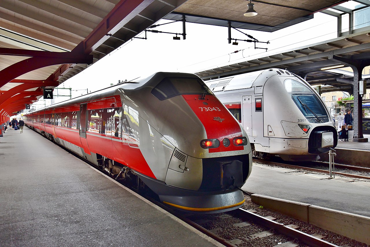 Norwegian and Swedish train at Gothenburg central station