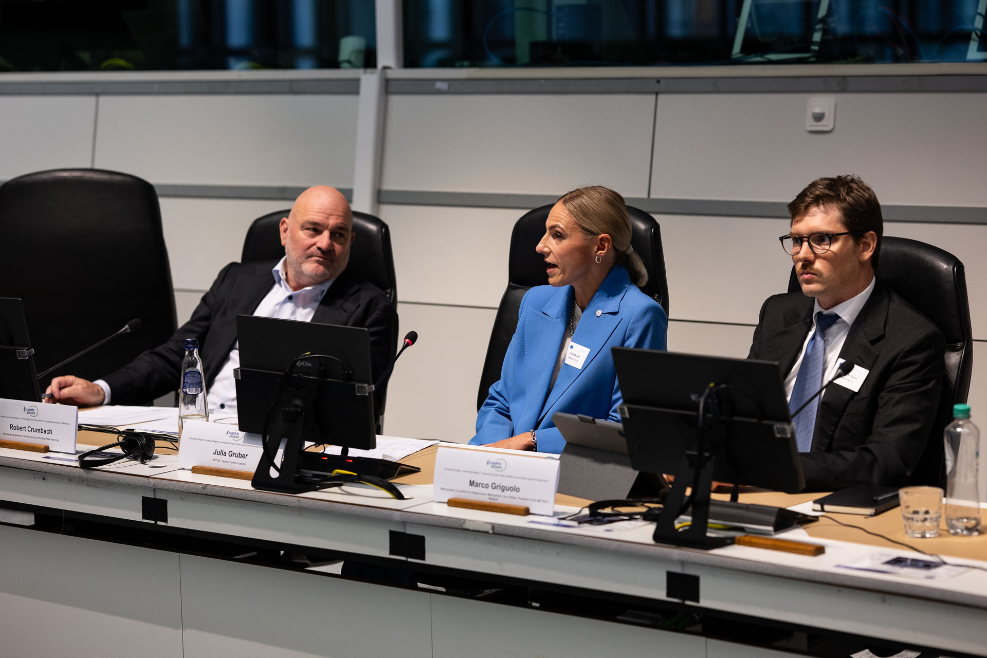 Panel discussion with Robert Crumbach, Julia Gruber and Marco Griguolo (from left to right)